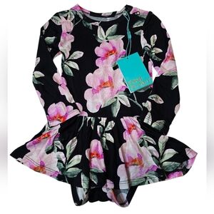 Posh Peanut Floral Bodysuit Twirl Dress